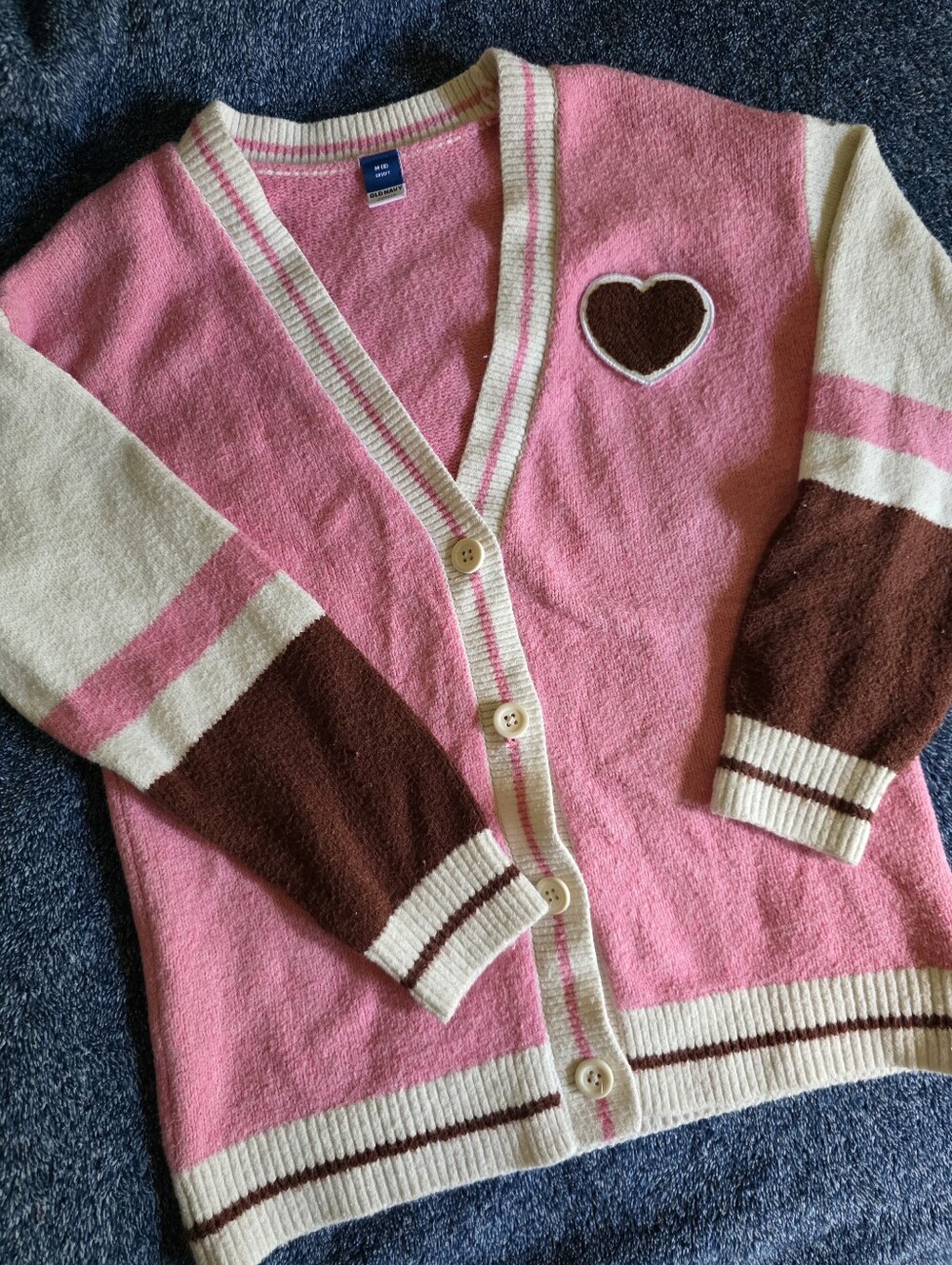 Old Navy Girls Medium Pink Heart Cardigan